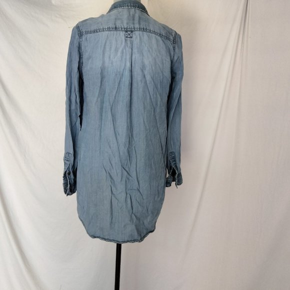 Life in Progress Women Blue Long Sleeve Top Front Pockets Button-Down Shirt xS - Picture 3 of 4